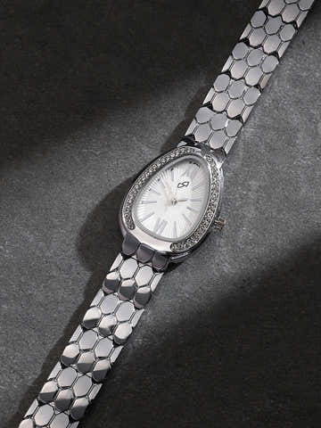 The Roman Ophidian Oval Watch - Metallic Silver