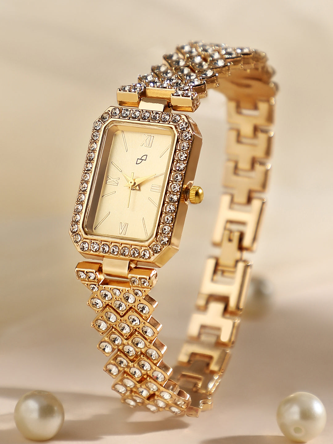 Embellished Rectangular Watch - Main Image