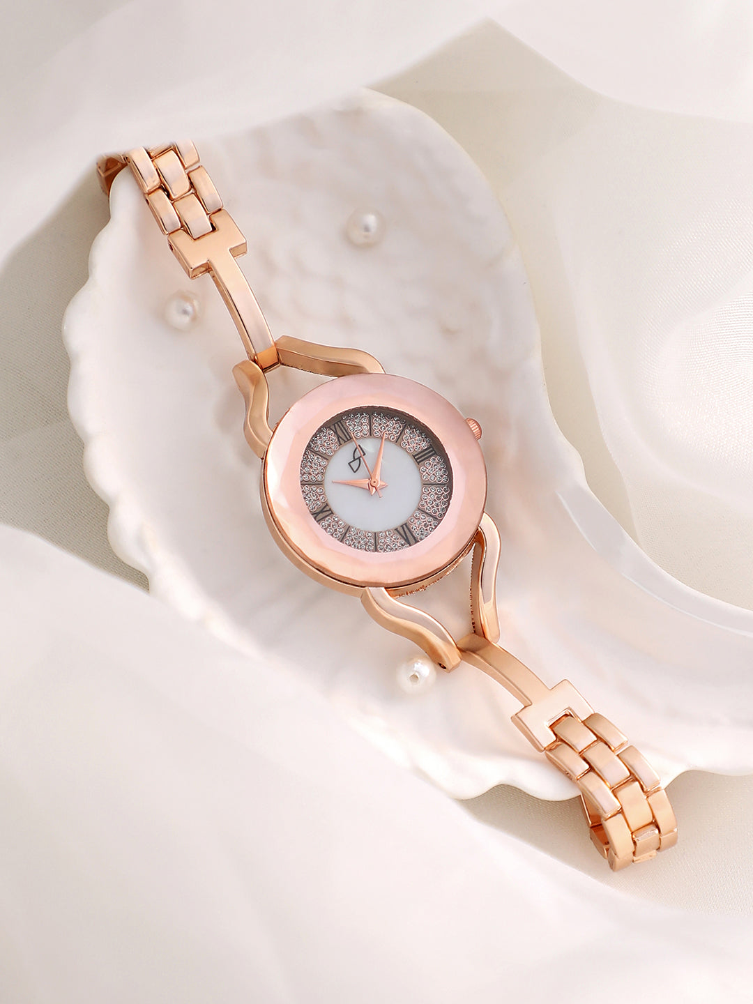 The Celeste Roman Round Watch - Rose Gold