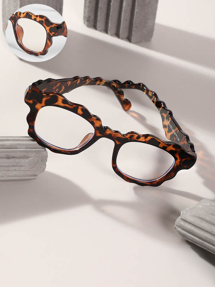 The Wave Rectangular Sunglasses - Coffee Brown