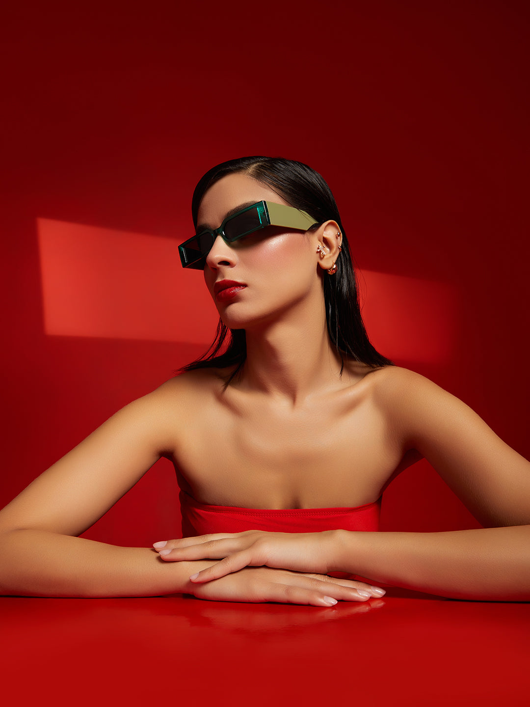 Green Rectangular Sunglass