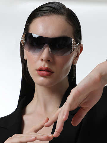 The Bling Wrap Sunglasses - Onyx Black