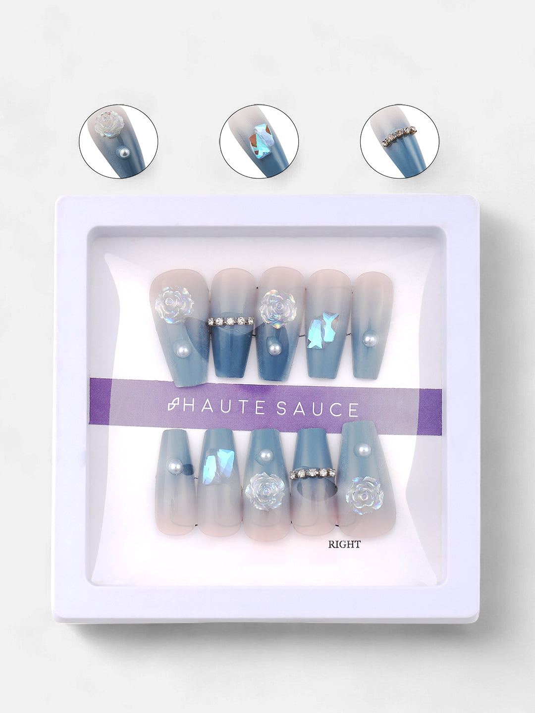 The Aqua Glitz Press-On Nails - Azure Blue