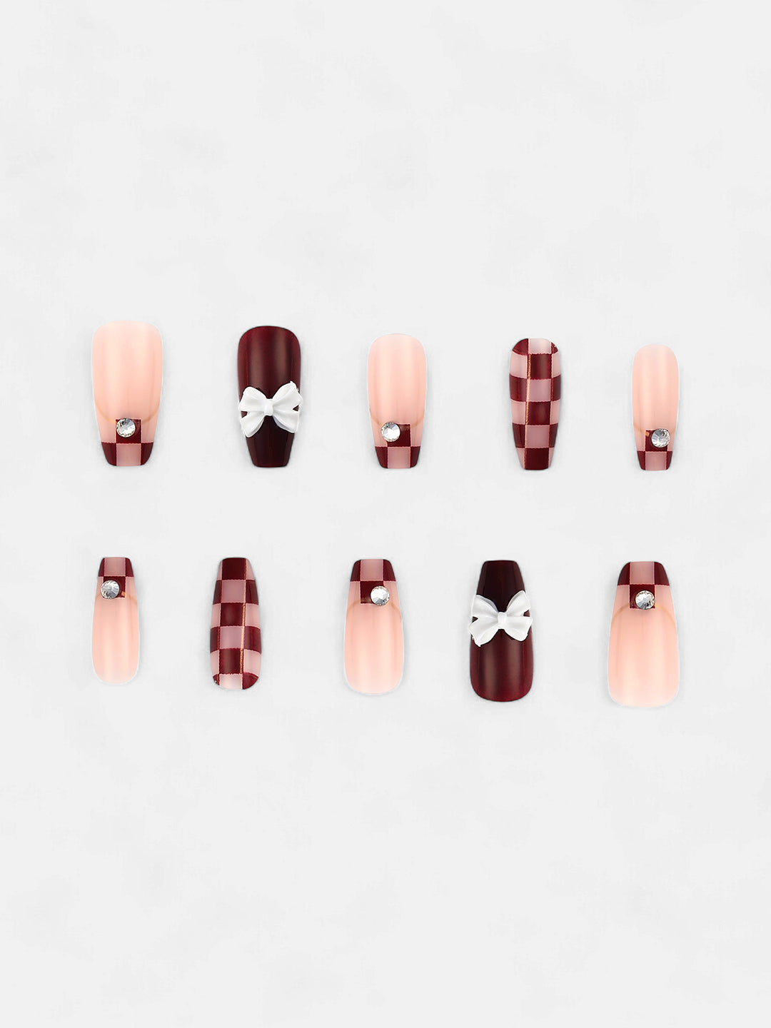 The Racer-Bow Press-On Nails - Chocolate Brown