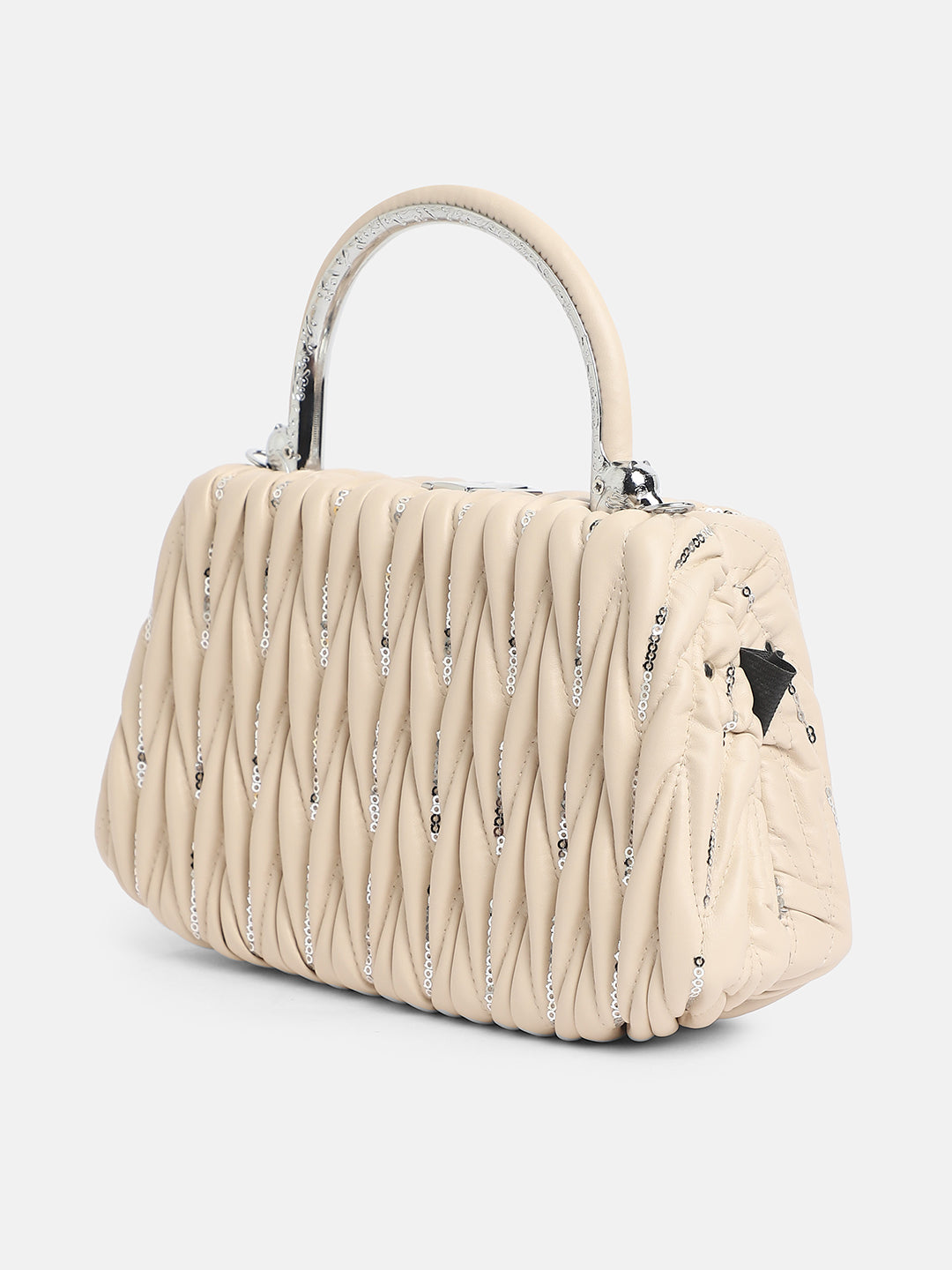 The Quilted Sequin Handbag - Beige