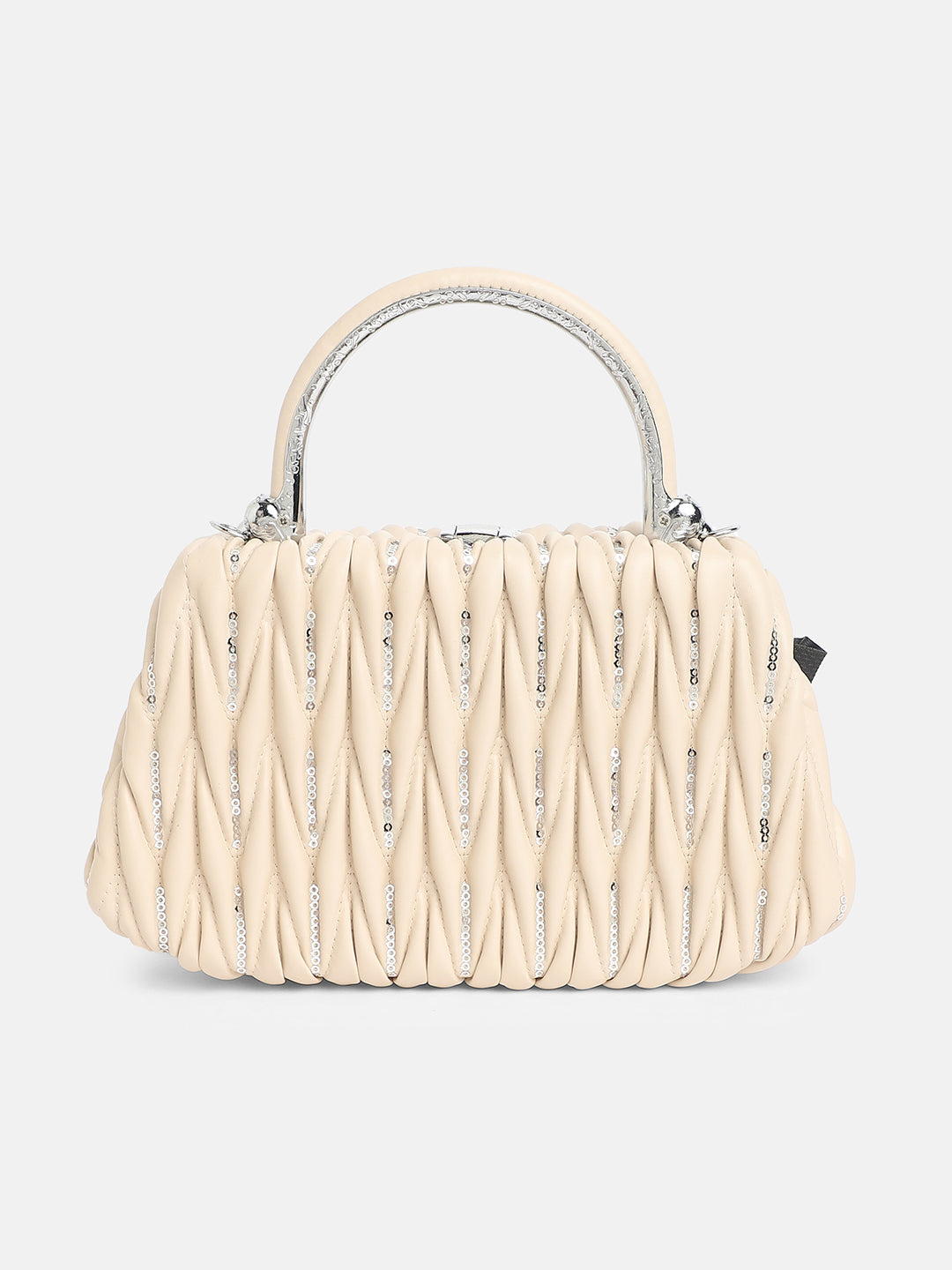 The Quilted Sequin Handbag - Beige