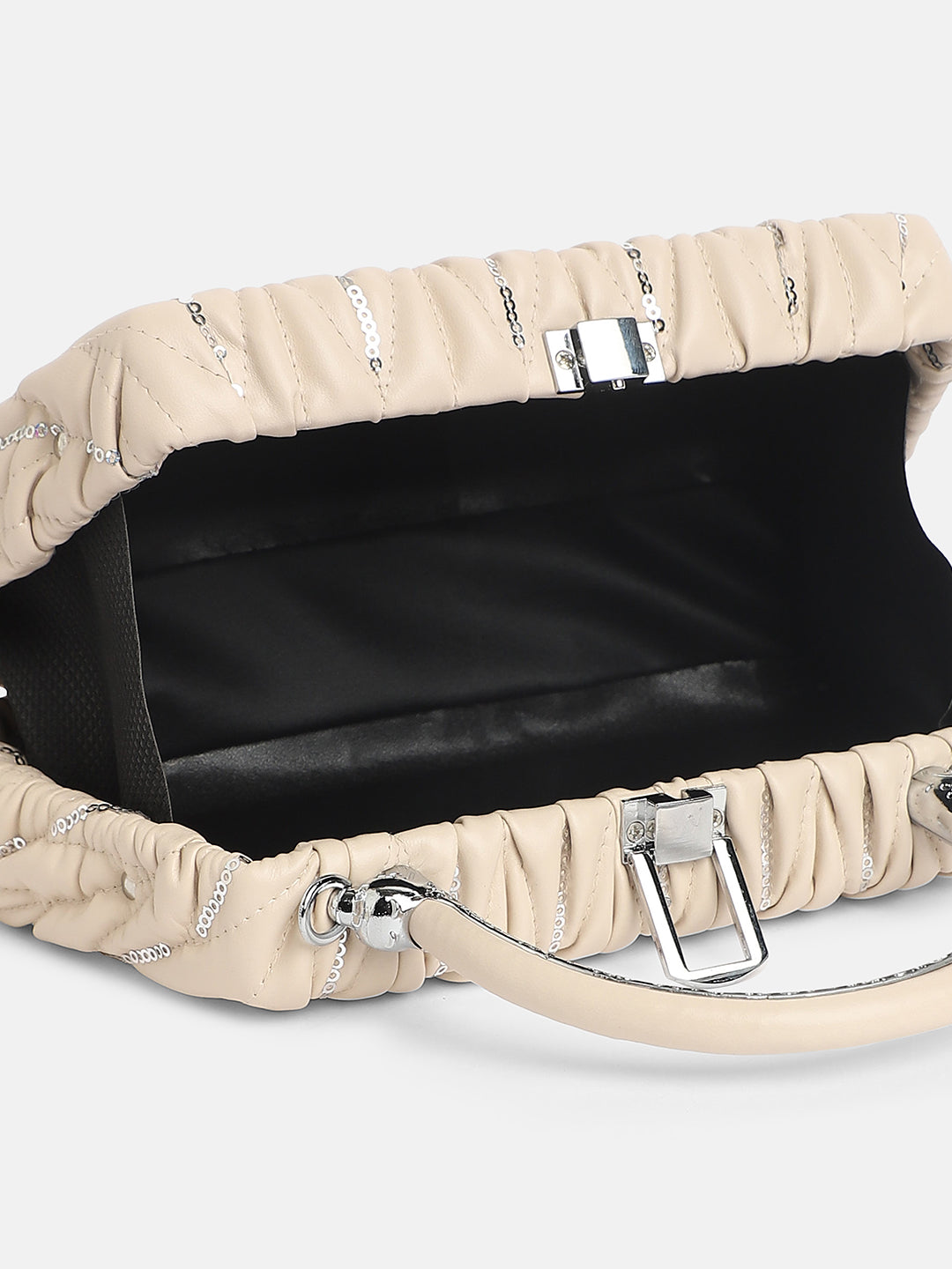 The Quilted Sequin Handbag - Beige