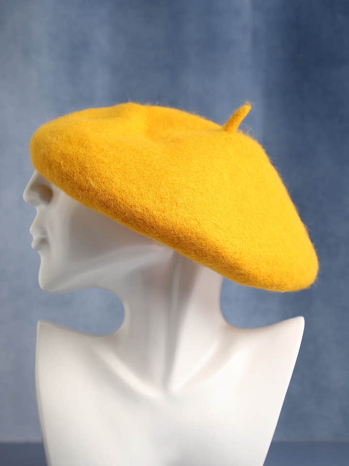 Solid Beret Hat - Yellow