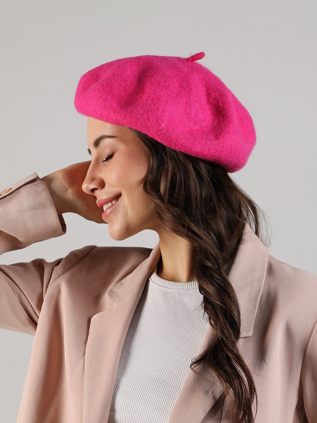 Solid Beret Hat - Pink