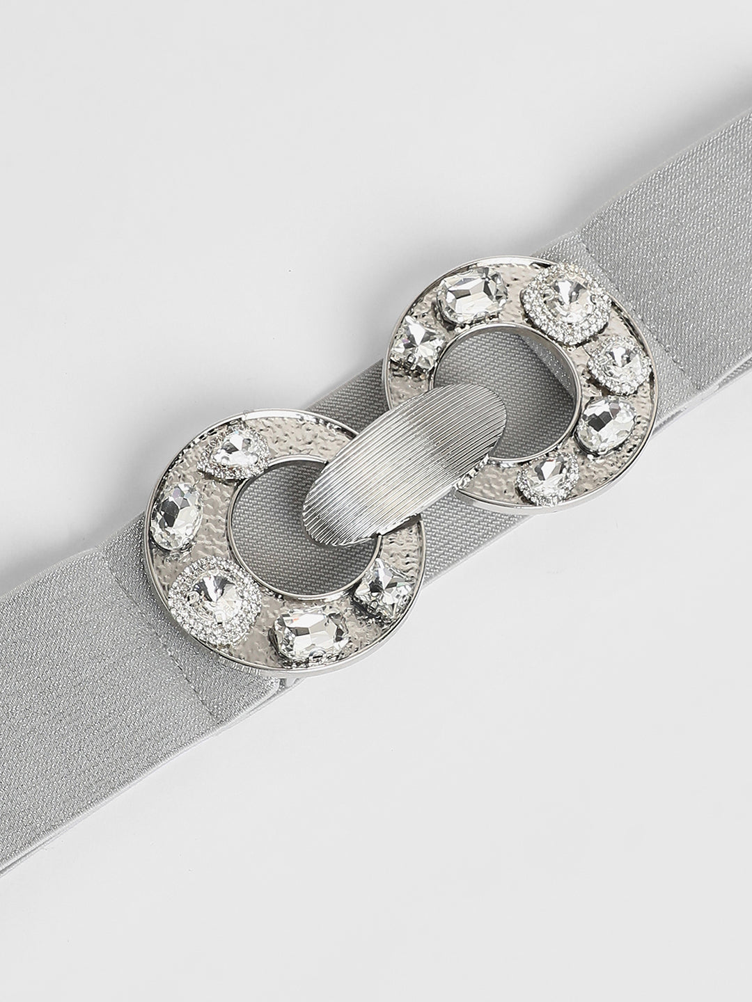 The Cristal Halo Elastic Belt - Metallic Silver
