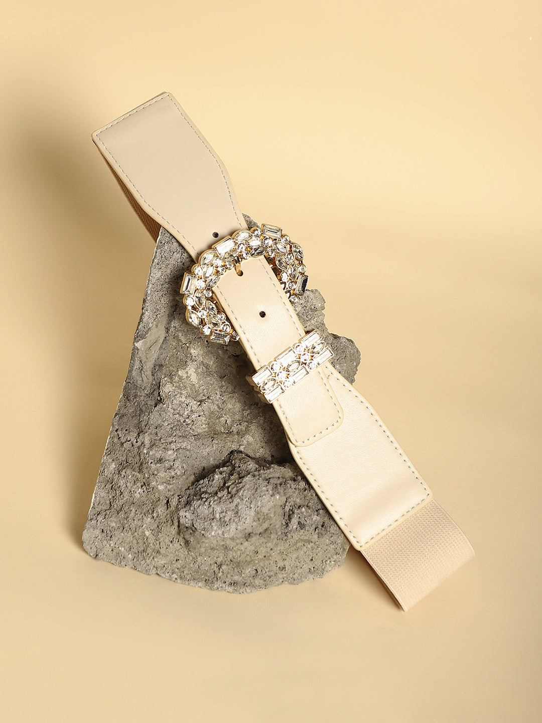 The Oval Bijou Elastic Belt - Ivory White