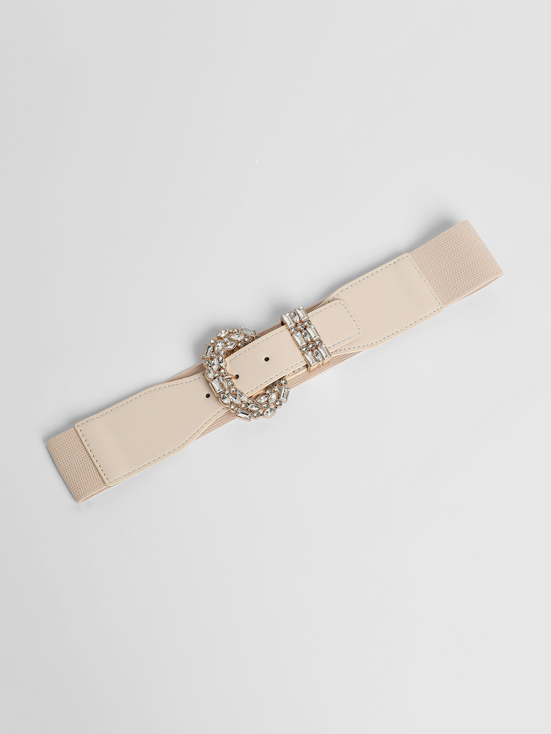 The Oval Bijou Elastic Belt - Ivory White