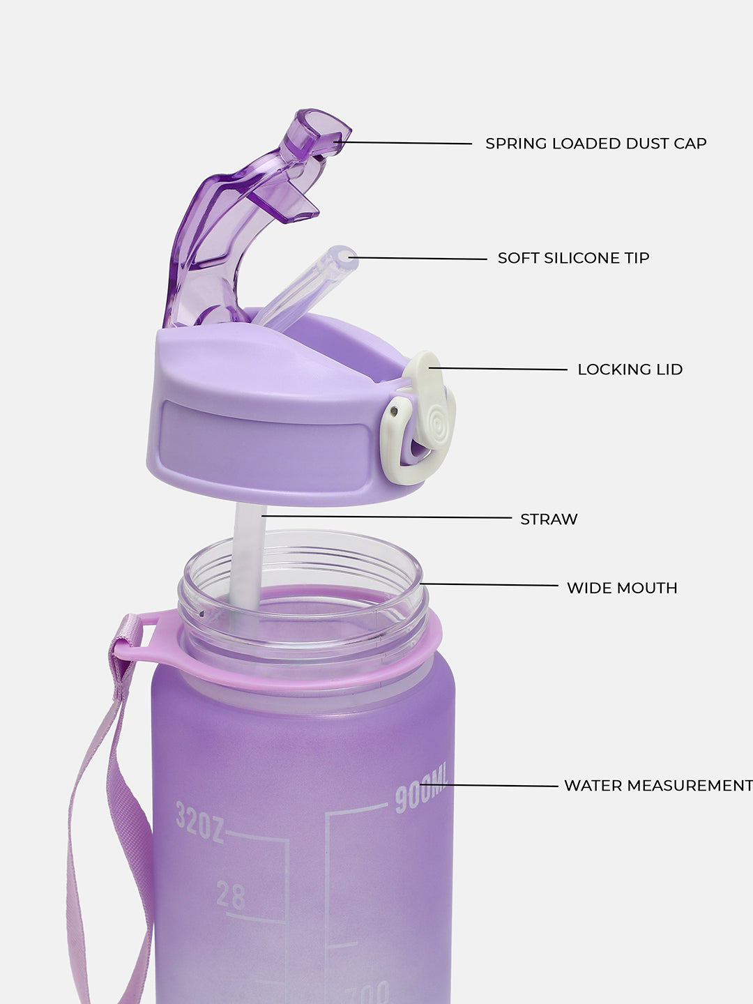 The Hydration Itinerary Sipper (900 Ml) - Amethyst Purple & Sky Blue