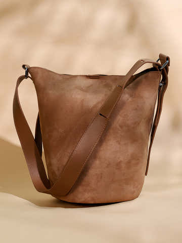 The Bucket Tote Bag With Pouch - Tan Brown