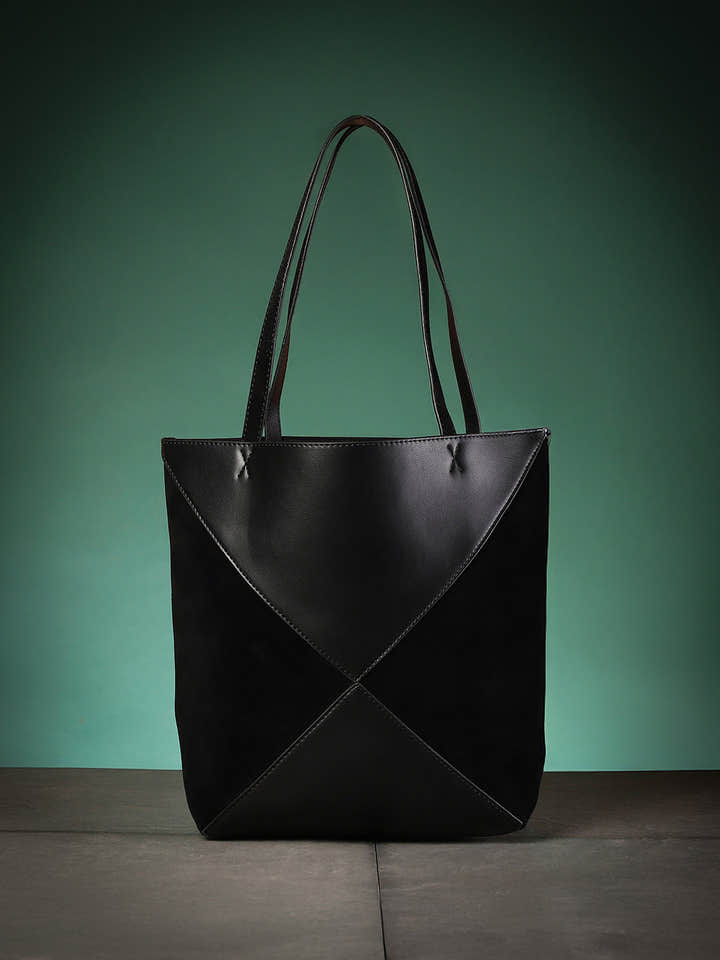 The Veloure Tote Bag With Pouch - Onyx Black