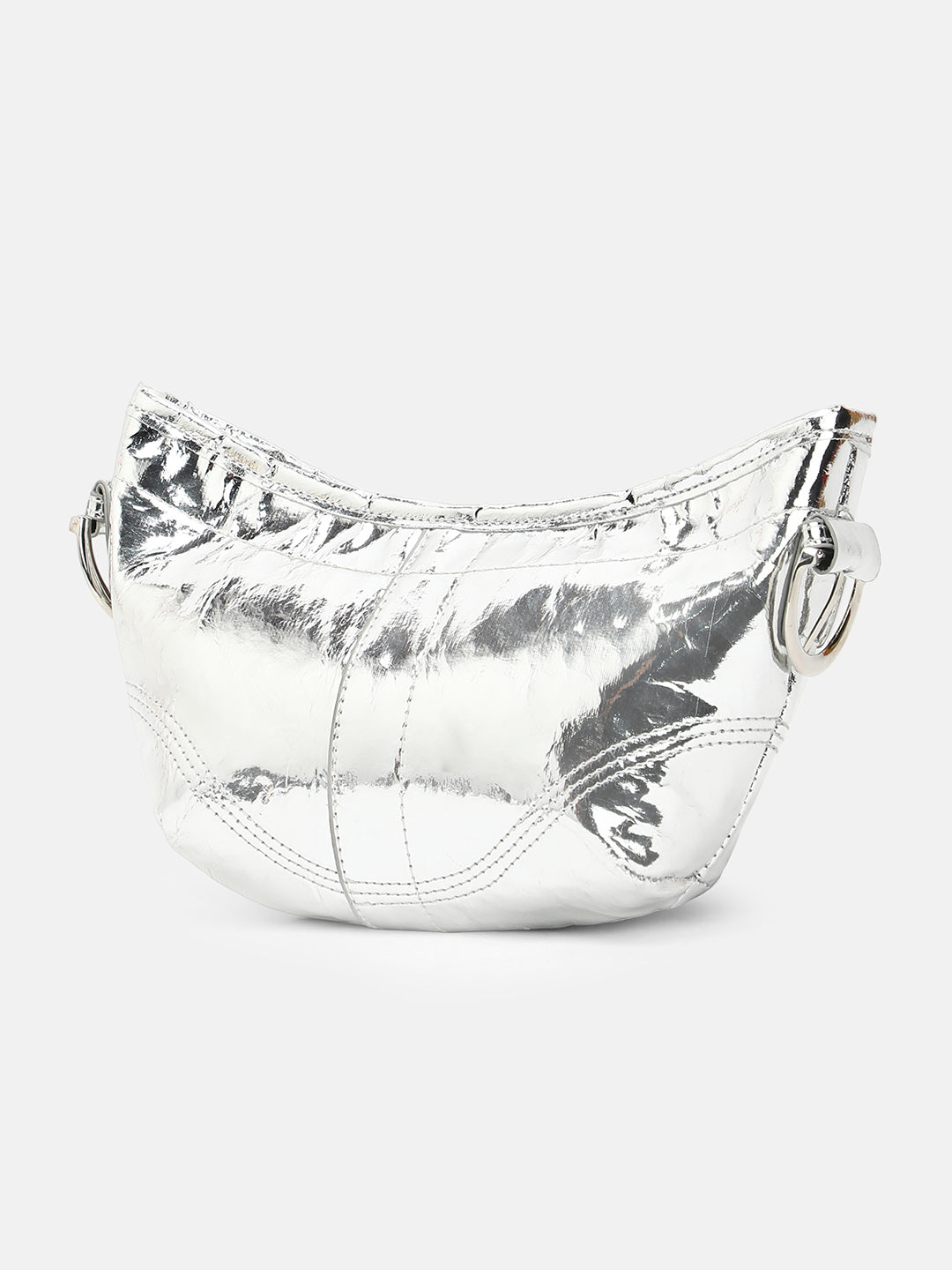 The Crescent Sling Bag - Metallic Silver