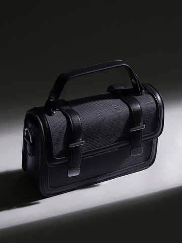 The Linea-Block Hand Bag - Onyx Black