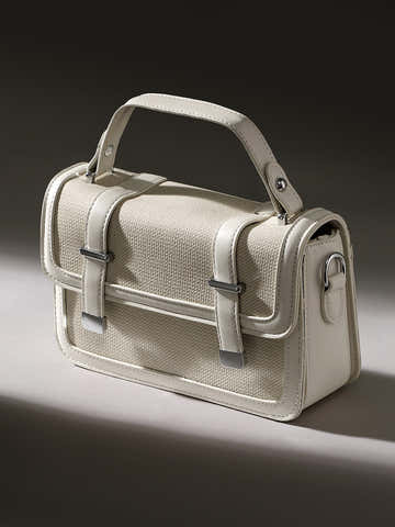 The Linea-Block Hand Bag - Cream White