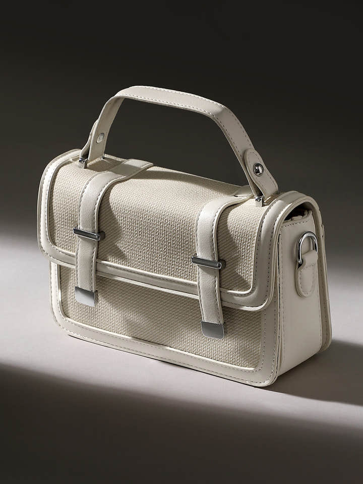 The Linea-Block Hand Bag - Cream White
