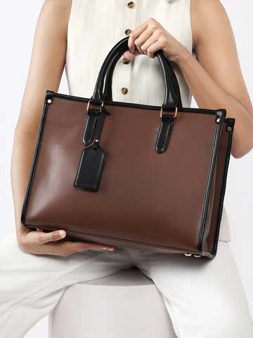 The Two-Tone Edge Office Bag - Chocolate Brown