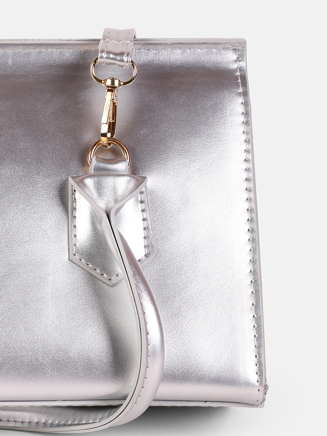 The Structural-Flap Hand Bag - Metallic Silver