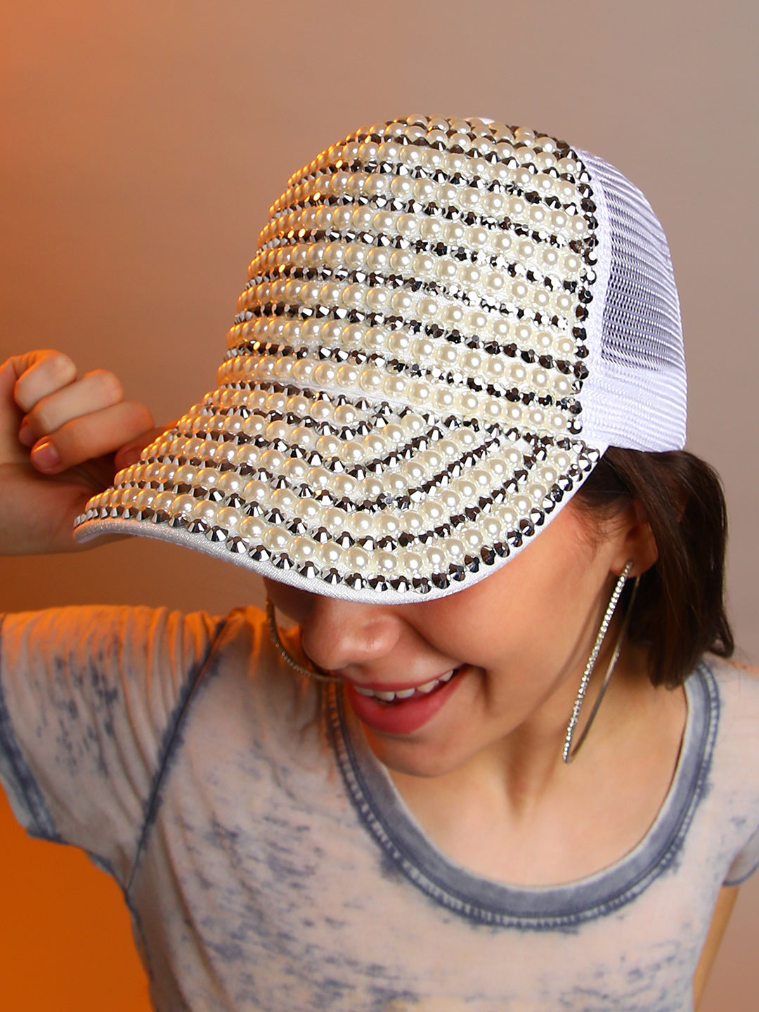 Studded Pearl Baseball Cap