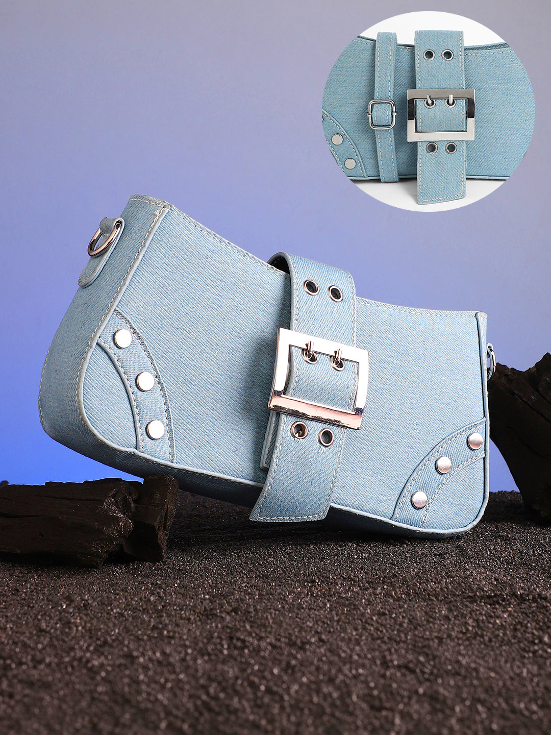 The Denim Shoulder Bag - Light Blue