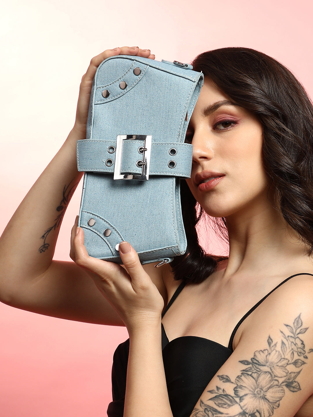 The Denim Shoulder Bag - Light Blue