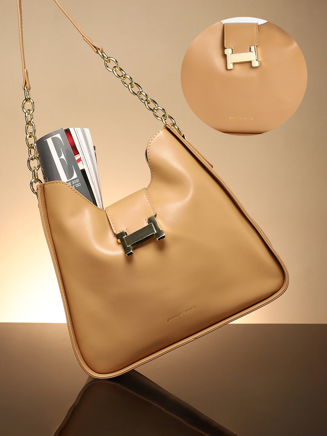 The Monogram Shoulder Bag - Camel Brown