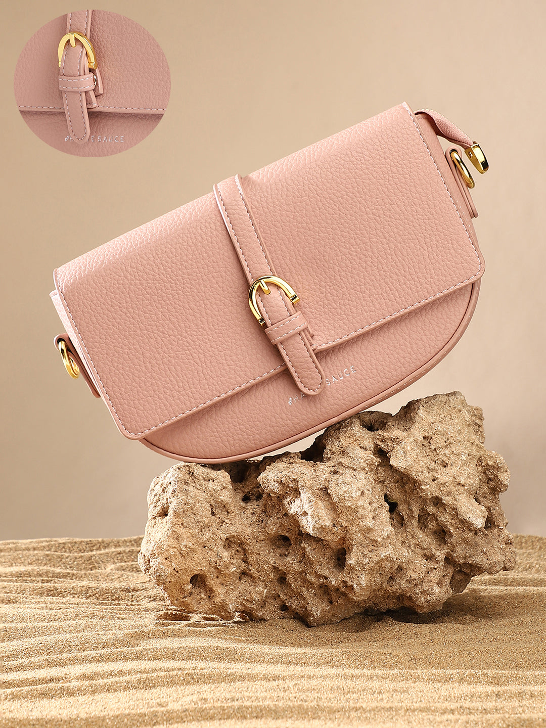 The Tang-Buckle Shoulder Bag Nude Pink - Main Image