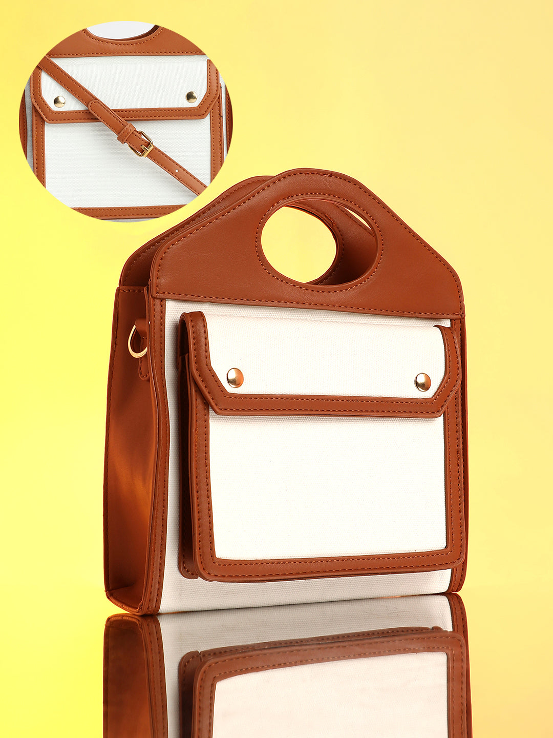 The Canvas Block Hand Bag - Powder White