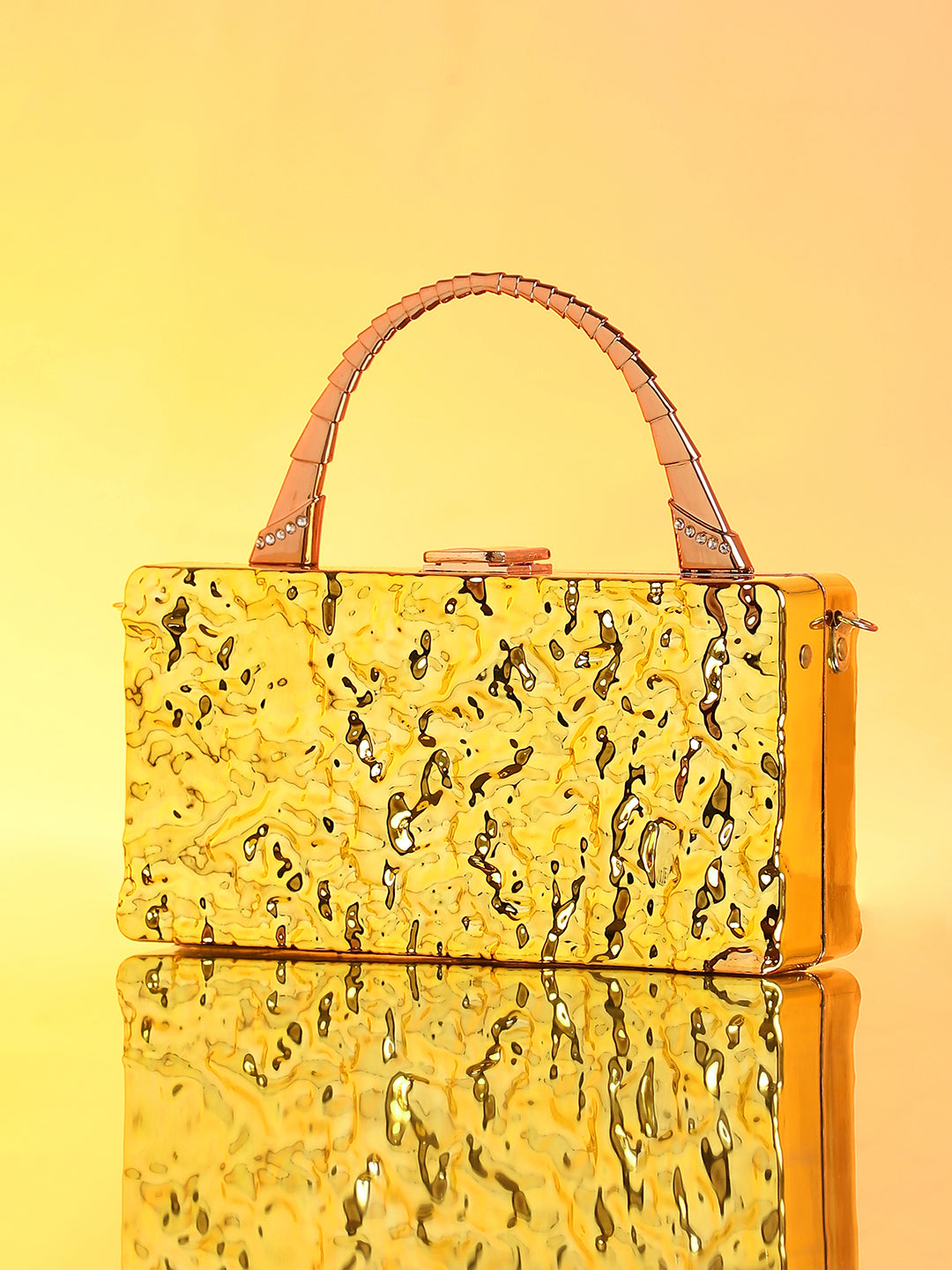 The Dented Serpic Clutch Bag - California Gold