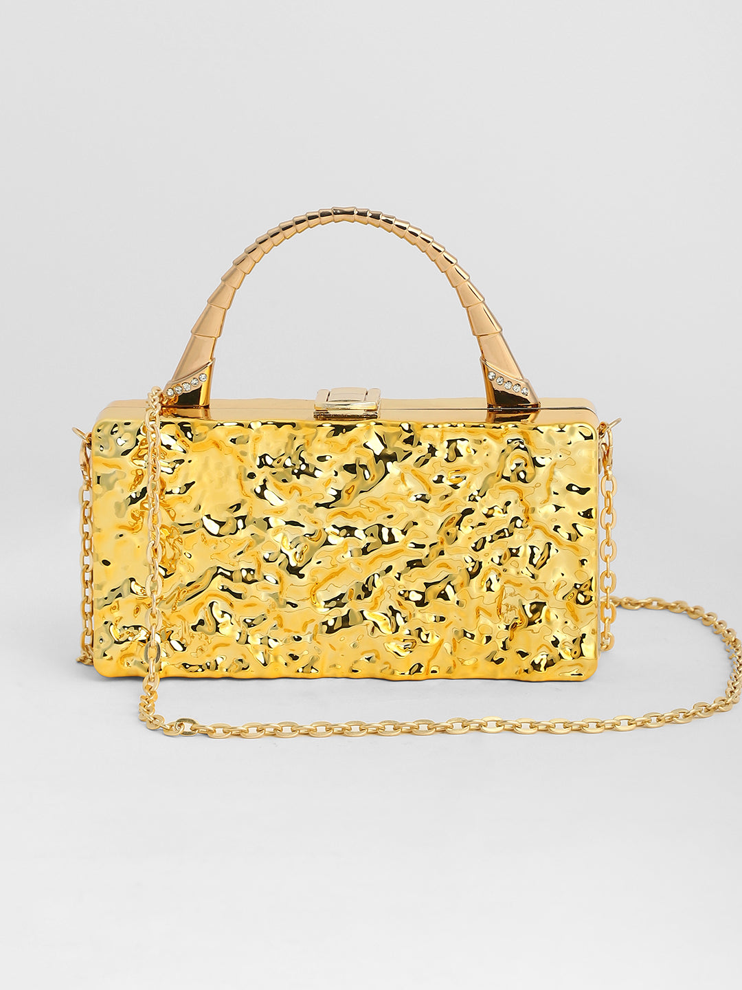 The Dented Serpic Clutch Bag - California Gold