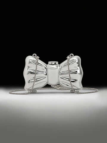 The Crystal Bow Evening Bag-Silver