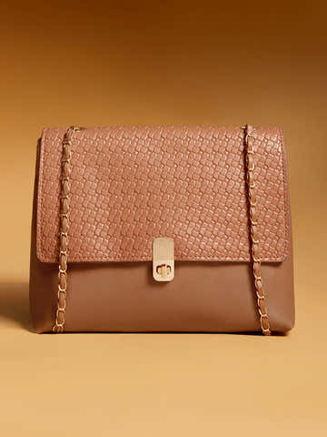 The Minimal Flap Hand Bag-Tan Beige