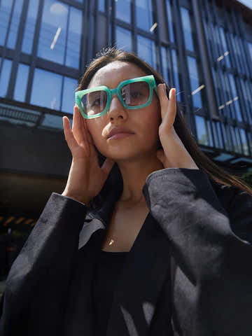 Tinted Lens Green Frame Oversized Sunglass