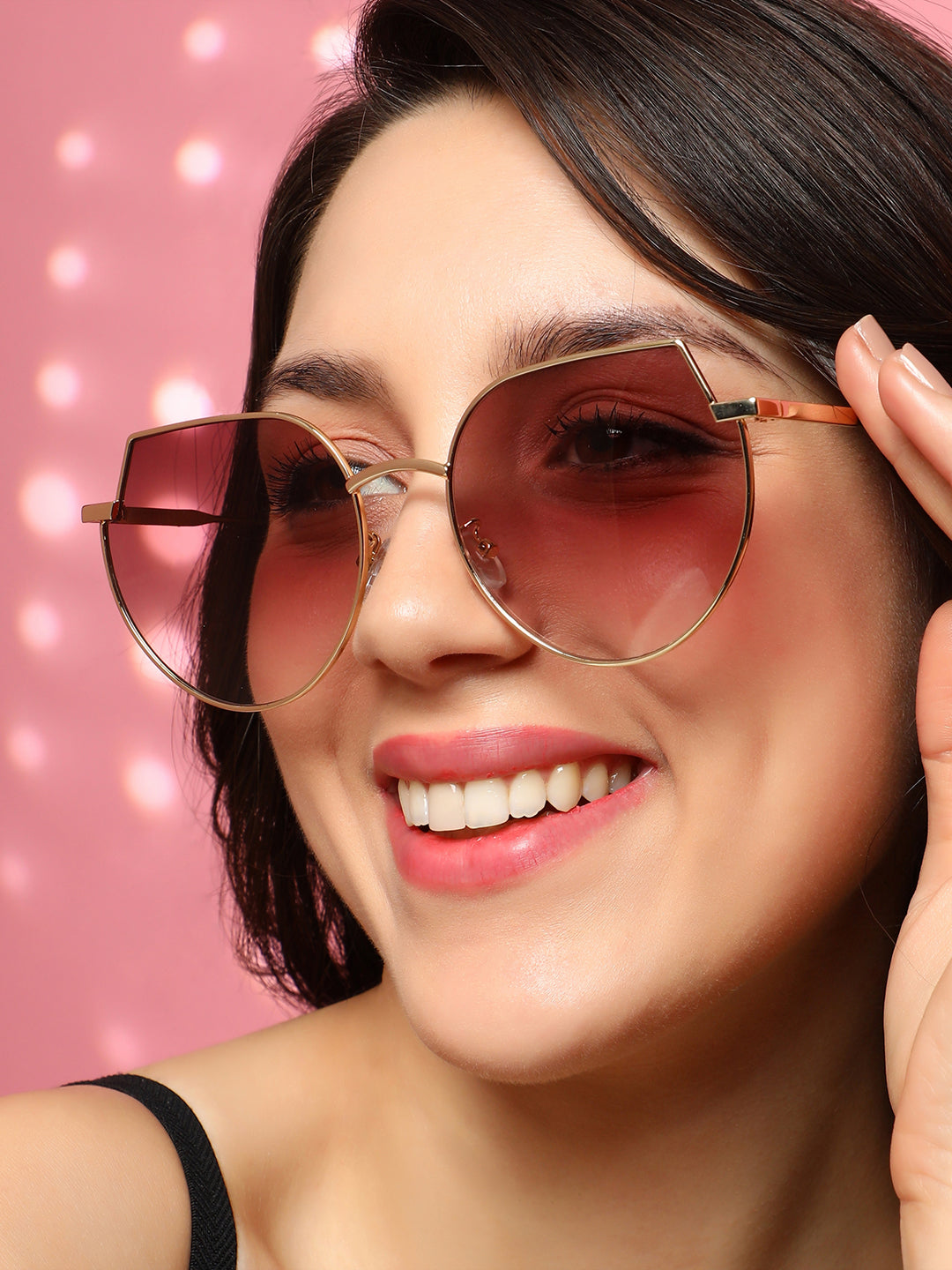 The Curved Cateye Sunglasses Champayne Gold