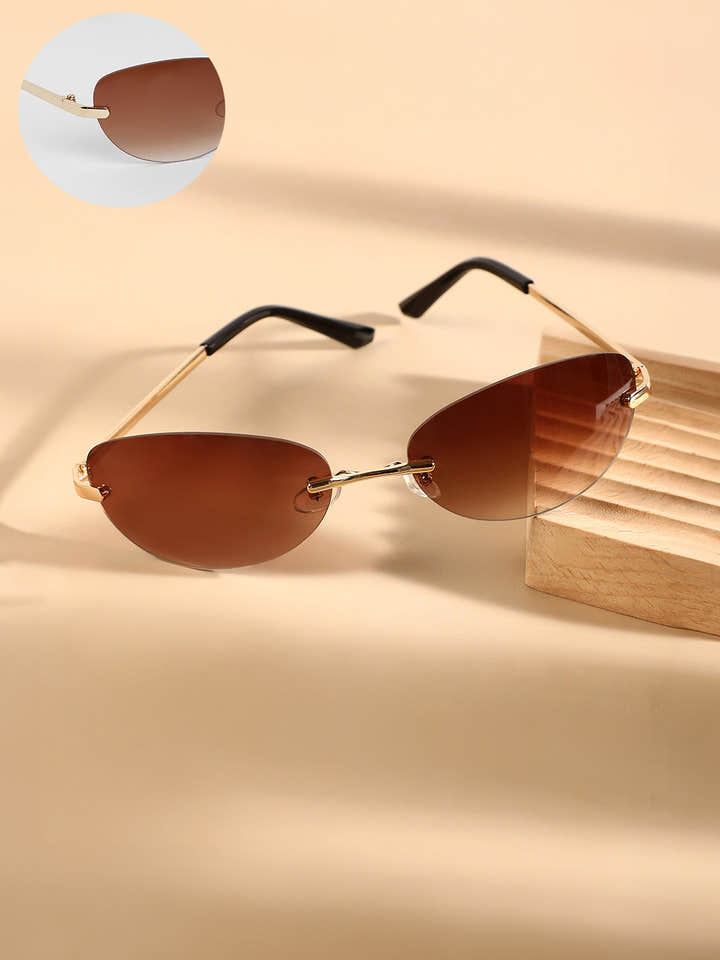 The Minimal Oval Sunglasses - Champayne Gold