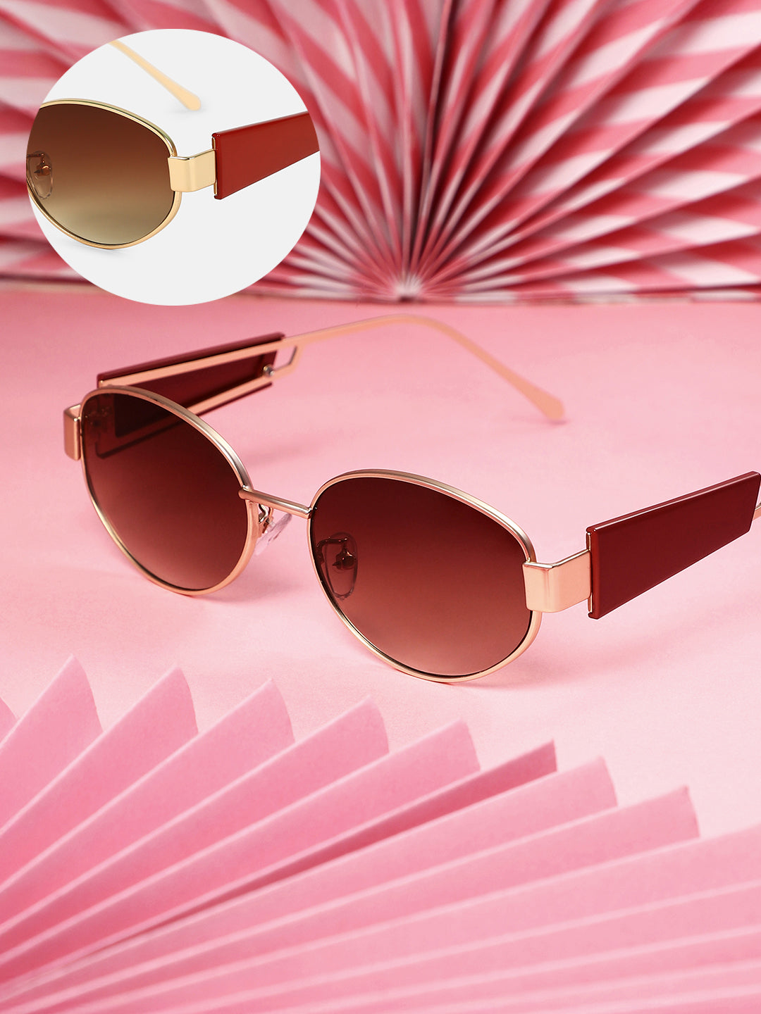 The Cityblock Oval Sunglass - Burgundy Red