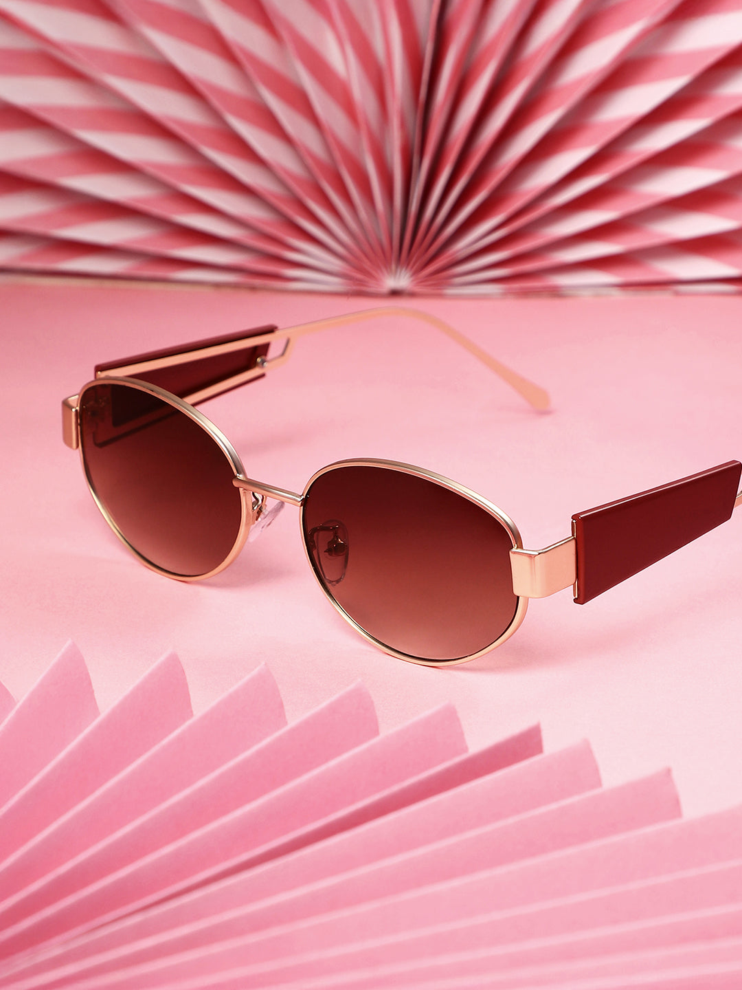 The Cityblock Oval Sunglass - Burgundy Red