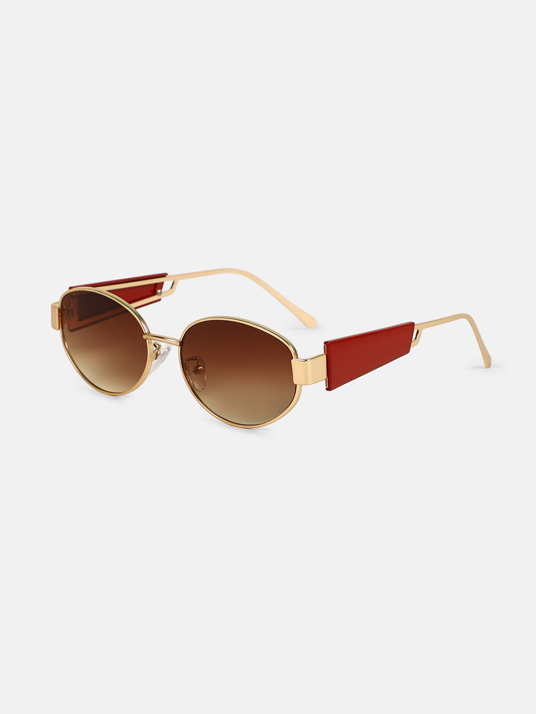 The Cityblock Oval Sunglass - Burgundy Red