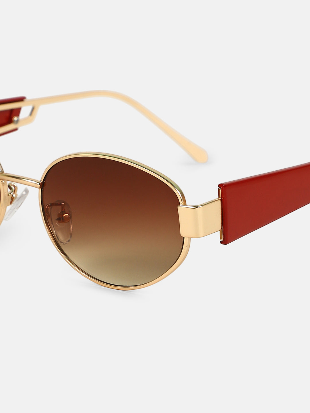 The Cityblock Oval Sunglass - Burgundy Red