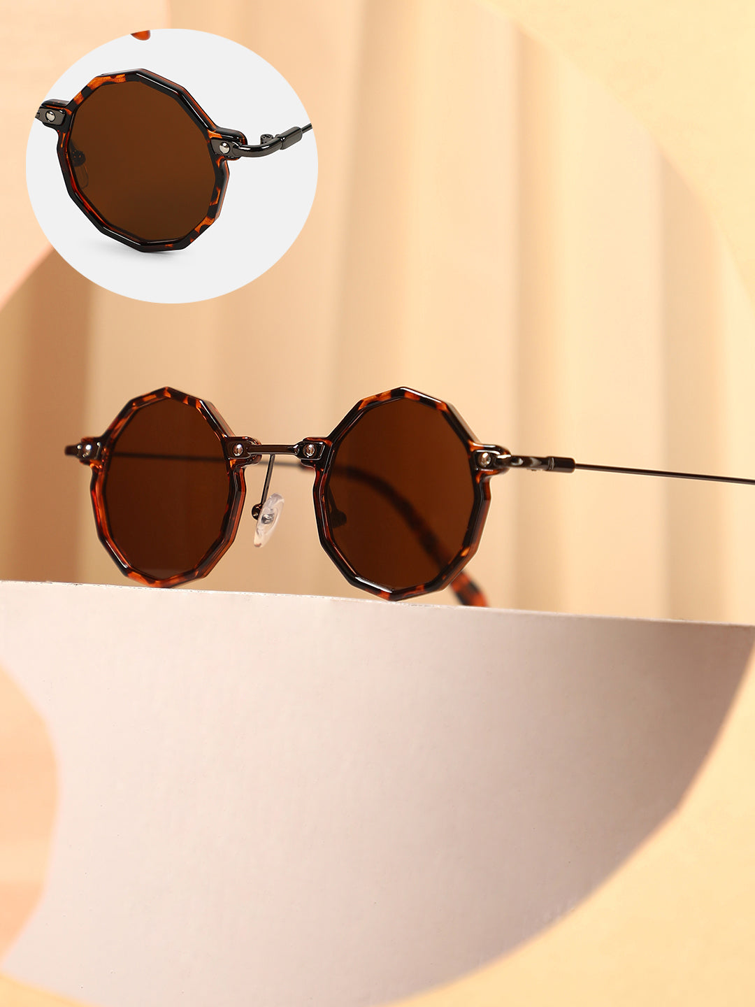 The Tortoiseshell Circuscore Geometric Sunglass - Coffee Brown