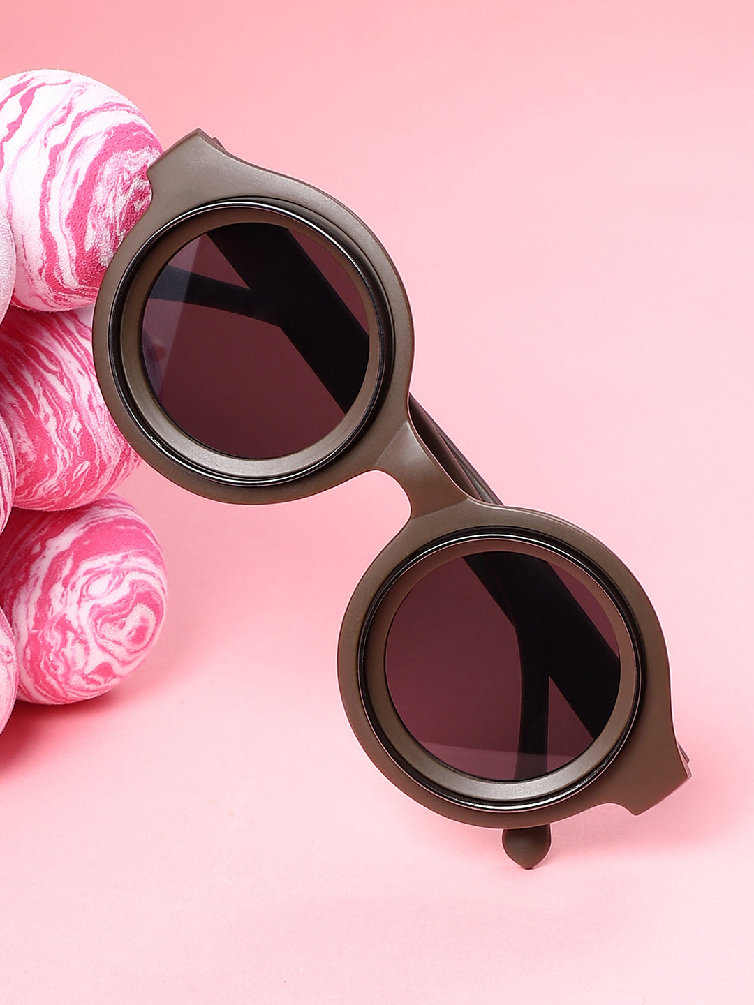 The Binoculars Round Sunglass - Taupe Brown