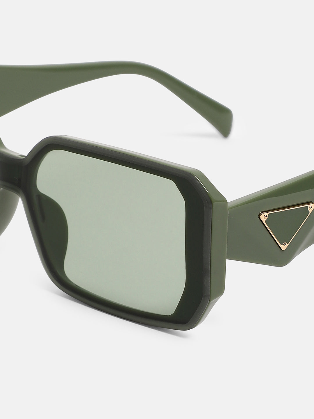 The Backstage Rectangular Sunglass - Olive Green