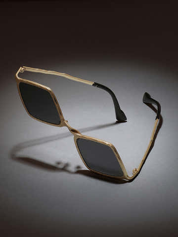 The Edge Rectangular Sunglass-Black Gold