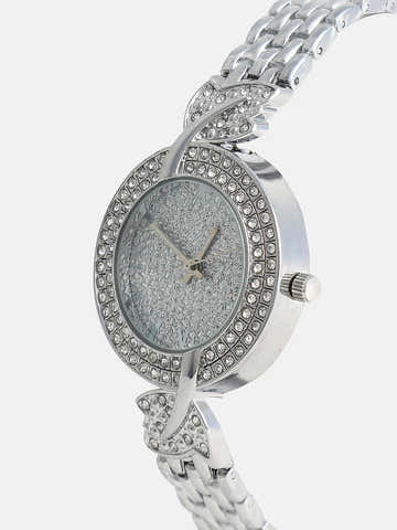 The Foliage Round Watch - Metallic Silver