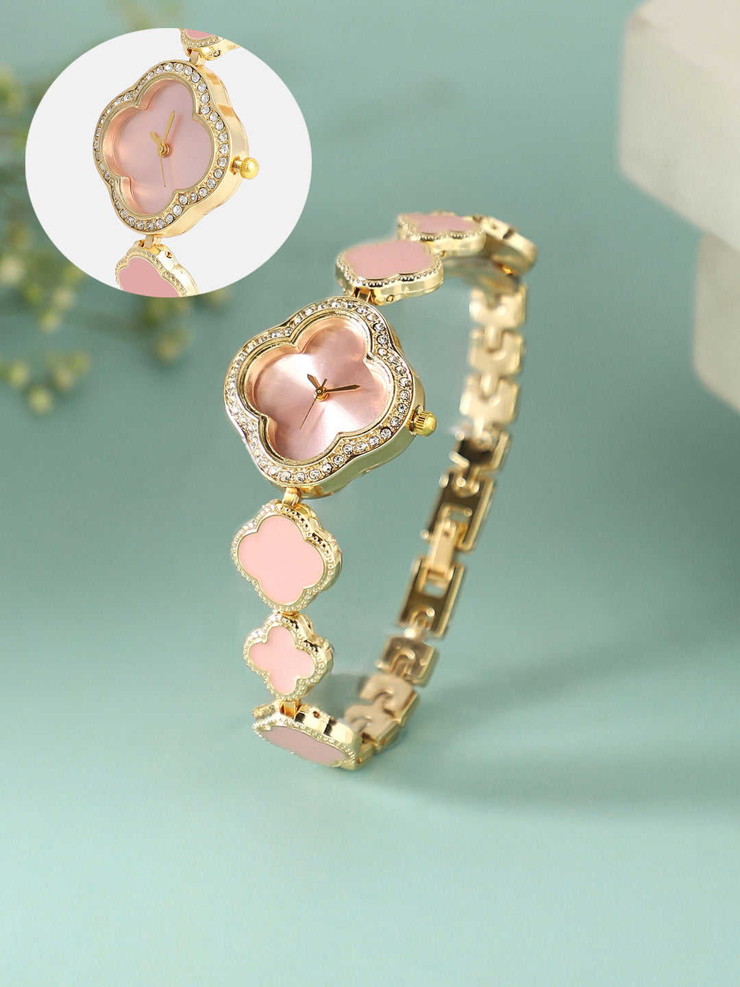 Rose Gold Black Clover Bracelet Watch Rose Gold Women main image 4