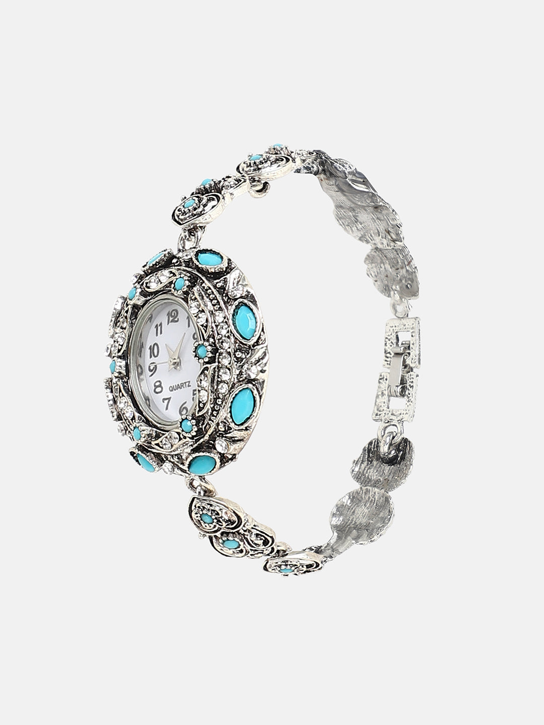 The Stone Heart Round Watch - Antique Silver