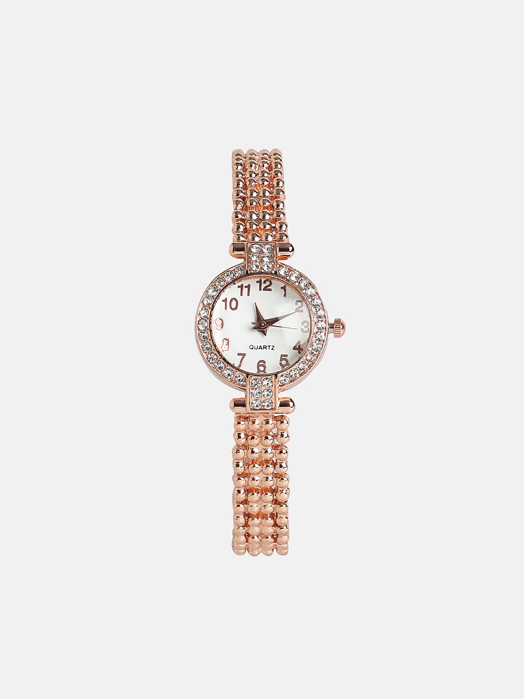 The Embellished Dotted Round Watch - Rose Gold